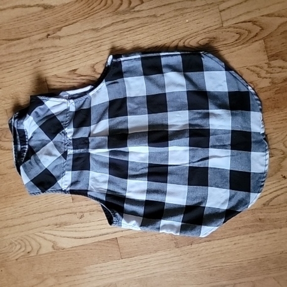 GARAGE - Boyfriend Button Down Sleeveless Plaid Shirt - Picture 2 of 4